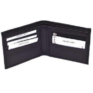 4 Card Slot Mens Black Leather Wallet