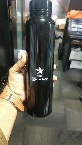 Black steel bottle with personalised branding