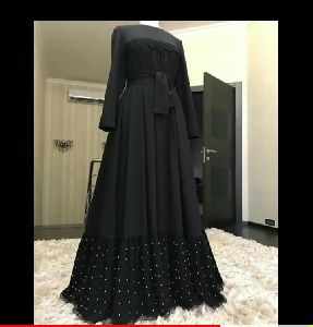 Box pleats Abaya with flare