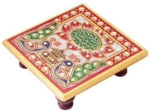 Multicolor Marble Pooja Chowki