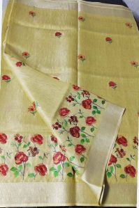 Linen Embroidery Saree