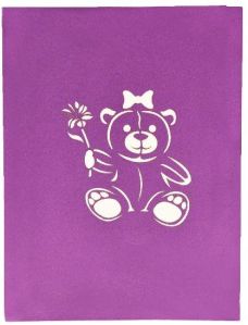 Teddy Bear Love Greeting Card for Girlfriend - Purple