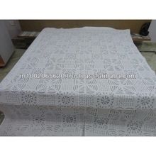 Handmade Cotton Applique work Bed Sheet Indian Hand Work Organdy Bed Cover