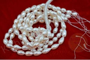 FRESHWATER DROP SHAPE 8 MM WHITE COLOR PEARL BEADS
