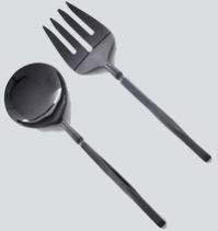 Stainless Steel Black Shiny Beveled Handle Design Serving Set