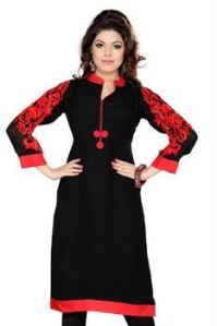 red and black designer Georgette kurti/kurta