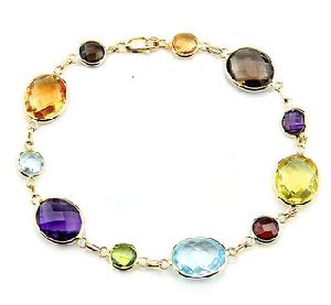 Vezoora Faceted Multistone Bracelet in gold plated metal