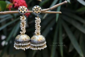 Dual Tone Silver Jhumka