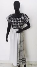 Black white latest cotton linen dress