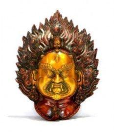 Mahakala Shiva Vajrapani Brass Wal Hanging Mask in Antique Finish