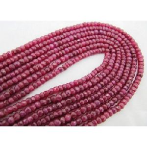 Died roundel faceted beads ruby stone