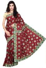 Italian Silk Saree In Maroon Color