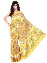 Silk Saree In Lemon Yellow Color