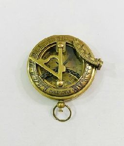 Antique Maritime Brass Push Button Sundial Compass