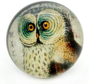 RESIN HANDCRAFTED BLACK & MULTICOLOR OWL KNOB