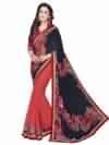 Women Black And Pink Colour Georgette Saree