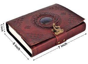 Stone and Buckle Closure Leather Diary