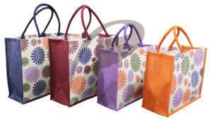 PP LAMINATED JUTE TOTE BAG WITH ROPE HANDLE