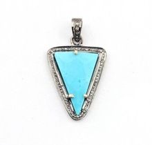 Turquoise Triangle Pave Diamond Set Pendant