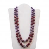 PURPLE PEARLand DYED RUBY 925 STERLING SILVER DOUBLE STRANDS WOMEN'S NECKLACE