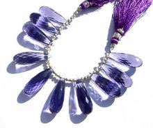 Blue Color Quartz Fancy Elongated Faceted Tear Drops Beads