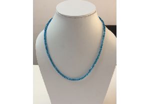 Swiss Blue Topaz Faceted Rondelle Beads Necklace