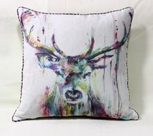 Reindeer Painting Cotton - Viscose Velvet Cushion Cover