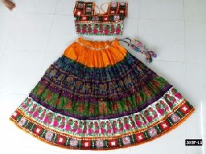 Glamourous Navratri Special Multi-Coloured Ghagghra In Cotton Fabri