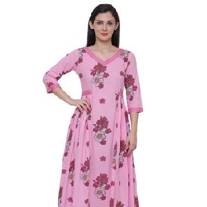 kurti Beautiful Pink Flower Bunch Kurti Dress