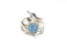 925 Solid Sterling Silver Gemstones Blue Coated Druzy Casting Ring
