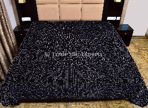 Twin Black Velvet Kantha Quilt