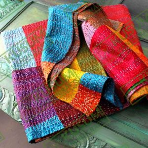 Kantha Silk Patchwork Quilt