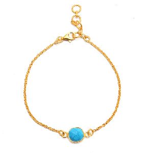 Turquoise oval silver bezel bracelet