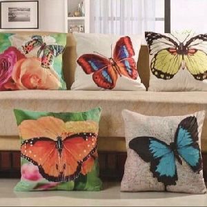 Digital Butterfly Printed Jute Cushion Covers