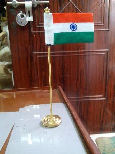 Brass Mini Round Stand Khadi Flag in Single Rod