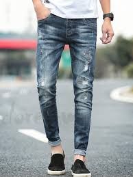 Mens Damaged Denim Jeans