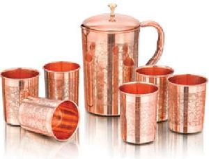 Polished Copper Glass & Jug Set