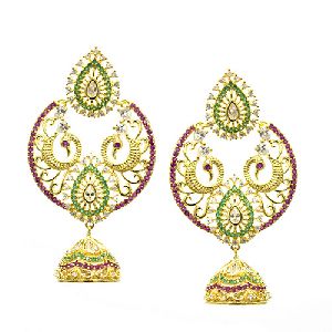 Fine Pearl and Polki Dangling with Gold Polish Earrings