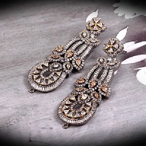 Traditional Style Champagne color Black Plating Earring