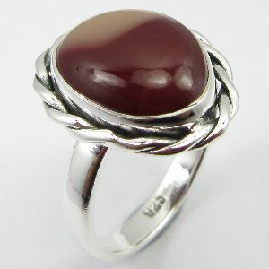 925 SOLID SILVER GEMSTONE MOOKAITE RING