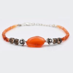 Carnelian Smoky Quartz Beads Bracelet