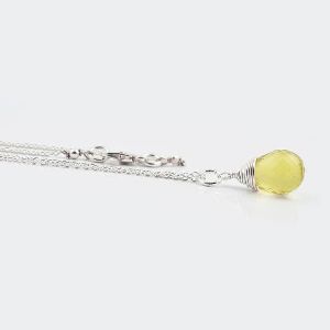 Lemon Quartz Drop Pendant Sterling Silver