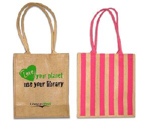 Jute promotional shopping bag for promotion with cotton handle