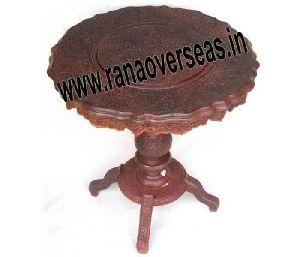 Wooden Hand Carved Pillar Table