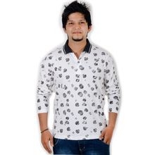 Long Sleeve Allover Printed Polo Neck Tshirt