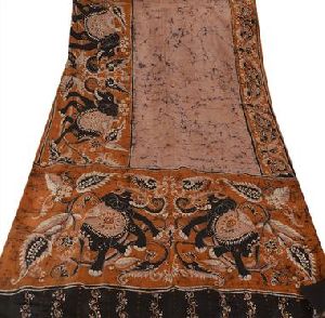 Vintage Indian Silk Batik Saree