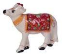 Glossy look cow with meenakari print of blue poetry