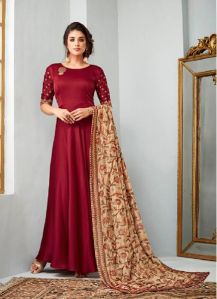 satin georgette gown