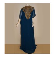 Blue embellished dubai caftan abaya jalabiya