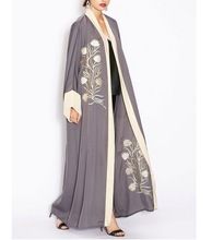 grey embroidered kimono abaya jalabiya shrug